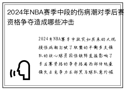 2024年NBA赛季中段的伤病潮对季后赛资格争夺造成哪些冲击